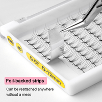 Extensions de cils individuels Jeleap noirs faits à la main, base pointue 4D coréenne, 12 rangées de cils en éventail pré-faits pour volume