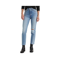 Jean droit taille haute pour femme, coupe skinny, en denim tissé, séchage rapide, uni, Spandex/Coton, délavé, style décontracté, automne