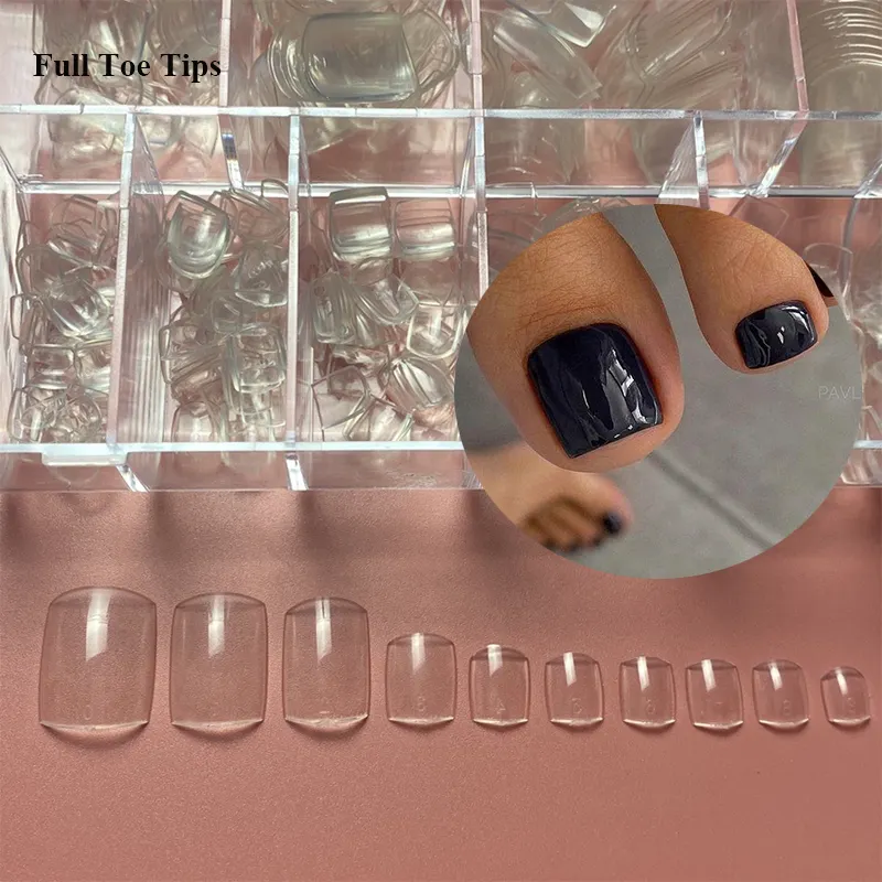 500Pcs Toe Nail Tips Artificial Acrylic Natural/White/Clear Manicure Art Decoration Toenails Beauty Tools Foot Nail