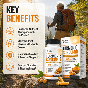 Cápsulas de Cúrcuma de Alta Calidad, Curcumina, Apoyo para las Articulaciones, Antioxidante, Bienestar, Nutrición Corporal, Sin GMO, Vegano, Cúrcuma y Curcumina Premium - Product Image 2