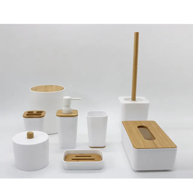 Hot sale kids bamboo plastic bathroom accessories set