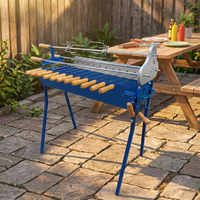 Authentique Barbecue Triangle Foukou Chypriote Grecque Original à Charbon de Bois avec Levier de Réglage de Hauteur pour Grillades Extérieures