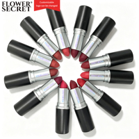 FLOWER SECRET Rouge à lèvres mat professionnel, velours doux, haute saturation, 12 couleurs, OEM, marque privée, agent recherché