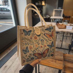 2025 модная Льняная сумка для шоппинга, переносная сумка среднего размера с полиэстеровой подкладкой, новый дизайн, лидер продаж для женщин - Product Image 2