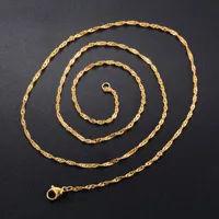 Collier fin en acier inoxydable de 2 mm, chaîne à maillons ondulés, pour femmes et hommes, couleur argent/or, collier ras du cou, bijoux en métal
