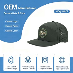 Casquette Trucker à 5 Panneaux à Visière Courbe, Réglable, Imperméable, Perforée au Laser, Respirante, pour Sport et Golf, Unie, Vierge, Personnalisable - Product Image 1