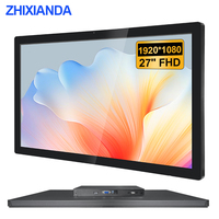 Monitor Layar Sentuh Kapasitif Industri PCAP 27 Inci 1920*1080 Panel Datar Tahan Air dengan Casing Logam untuk Pemasangan di Dinding, Dilengkapi VGA HD USB