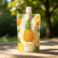 Pochette souple personnalisée avec bec verseur, qualité alimentaire, 300 ml, avec bouchon à vis, anti-fuite, pour emballage de jus d'ananas liquide