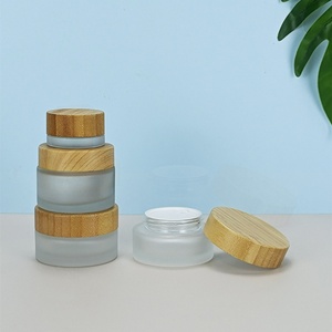 High Quality 100g 50g 30g Skincare <b>Empty</b> Body Cream <b>Jar</b> Cosmetic 3.5oz Glass <b>Jar</b> with Bamboo Lid - Product Image 4