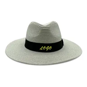 Alta qualità forniture parasole cappelli Logo personalizzato estate donna spiaggia Panama cappello di paglia