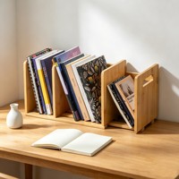 Estantería de Escritorio de Bambú, Organizador de Libros Expandible, Soporte de Libros Ajustable, Almacenamiento para Oficina, Hogar, Mesa