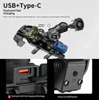 Support de téléphone pour moto étanche et antichoc, hauteur réglable, triple sortie de charge, anti-vibration, support de téléphone pour scooter et vélo électrique