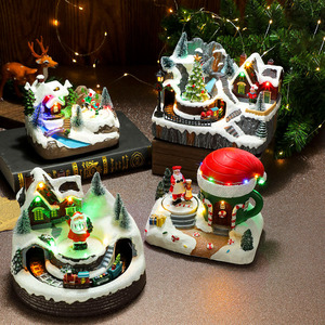 Caja Musical Giratoria de Resina con Luz, Adorno Navideño con Tren Giratorio, Regalo de Navidad - Product Image 2