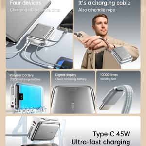 Banque d'alimentation portable Awei Mini en aluminium avec protection de circuit, <span class=keywords><strong>45</strong></span> watts, 10000 mAh, station de charge avec logo - Product Image 3