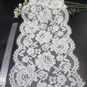 Vendita calda di alta qualità in Nylon Spandex nero bianco ciglia pizzo larghezza 22cm per le donne reggiseno intimo vestito - Product Image 5