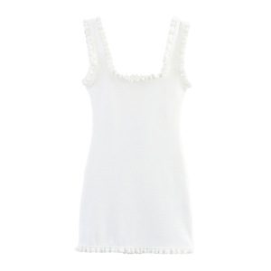 Ceci est une nouvelle <span class=keywords><strong>robe</strong></span> à licou tricotée à la mode, à la mode, à la forme et à l'oreille, de style d'été, blanche et <span class=keywords><strong>noire</strong></span>, simple et <span class=keywords><strong>courte</strong></span> - Product Image 4