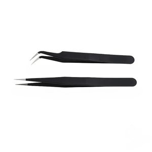 Precision Black DIY Tweezers for <b>Nail</b> Art and Eyelash <b>Extensions</b> Beauty Tools - Product Image 3