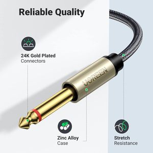Câble stéréo Ugreen 1/8 1/4 <span class=keywords><strong>RCA</strong></span> plaqué or avec gaine en PVC, adaptateur répartiteur en Y double 6,35 mm mono pour <span class=keywords><strong>iPhone</strong></span>, carte son, haut-parleurs - Product Image 4