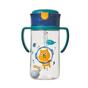 300ml Tritan duplice scopo di paglia tazza di acqua con manico curvo, la gravità di disegno della sfera e <span class=keywords><strong>disegni</strong></span> di cartone - Product Image 4