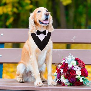ADOGGYGO Formal Tuxedo, Dog with <b>Bow</b> Tie, Adjustable Pet Wedding Collar Bandana for Small Medium <b>Large</b> Dogs (<b>Large</b>, Black) - Product Image 2