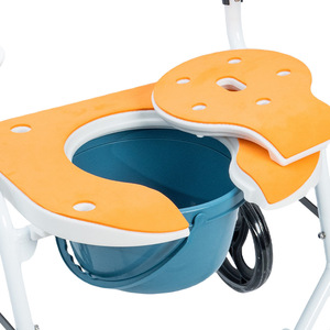 Folding <b>Commode</b> <b>Chair</b> For Elderly Lightweight Portable With Wheels Open Front Anti Slip Toilet Seat For Disabled And Pregnant - Product Image 4