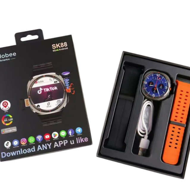 5G Sim Card SK88 Androids Smart Watches 3+32GB 780mah Battery Amoled Screen 2million Pixels Camera Round Sports Smartwatch