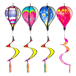 Promotional Wholesale Sublimation Printed Weatherproof Hanging Decor Hot Air Balloon Rainbow Wind Spinner With Logo Custom Print