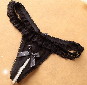 Соблазнительное белье с жемчужной отделкой и открытой промежностью, G-стринги для романтических вечеров в будуаре. - Product Image 2