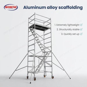 Set di ponteggi pieghevoli in lega di alluminio per spazi stretti con piattaforma e pianale, per ristrutturazioni domestiche, scale e supporto per costruzioni leggere - Product Image 1