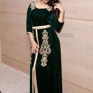 Trendy Stunning Caftan Dress Party Wear Embellished Crystal Glass Beads Stone Work Elegant Outfit - Product Image 1