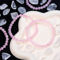 Bracelet en cristal naturel de Quartz Rose de haute qualité 6MM 8MM perle de cristal de Quartz Rose pour bijoux