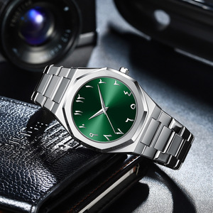 オールブラックメンズ42mm合金クォーツウォッチ防水クロスボーダー腕時計アラビア数字10mmガラス1年保証卸売 - Product Image 4