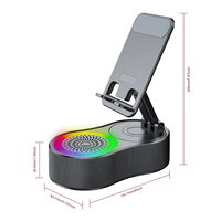 Haut-parleur LED de chant de microphone de karaoké Portable BT MinI avec support de téléphone pliable et fonction de charge pour le camping de voiture de fête