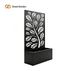 Jardinera Metálica Gnee con Diseño de Hojas, Acabado Oxidado, Soporte Minimalista para Plantas de Exterior, para Flores y Plantas Verdes - Product Image 1