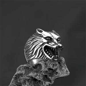 Wolf <b>Head</b> Stainless Steel Ring For Men Hip Hop <b>Style</b> Animal Shape Jewelry Gift - Product Image 1