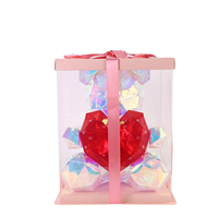 Lampe de table LED 30CM Ours en peluche lumineux 2026 avec film holographique coloré pour animaux de compagnie, décoration de fête d'anniversaire, ours en peluche qui embrasse un cœur, boîte cadeau