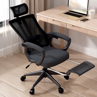 Chaise de bureau avec accoudoir et accoudoirs, design moderne Chaise de conférence en maille pour visiteurs avec appuie-tête et repose-pieds