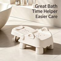 Chaise de bain portable 4-en-1 Jade pour bébé, siège d'apprentissage et de repas pour enfants, soins quotidiens – Vert haricot, rose crème, gris brume, blanc crème