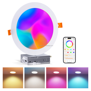 Luces LED <span class=keywords><strong>de</strong></span> Techo Ultra Delgadas <span class=keywords><strong>de</strong></span> 6 Pulgadas, 1500lm, Control por Aplicación, RGB, Regulable, Inteligente, Empotrable, con <span class=keywords><strong>Caja</strong></span> <span class=keywords><strong>de</strong></span> Conexiones para Sala <span class=keywords><strong>de</strong></span> Estar - Product Image 1