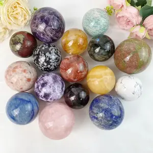 Wholesale High Quality Crystal Crafts Healing Stones Amethyst Rose Quartz Sphere For Gifts