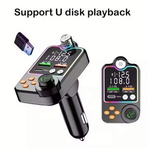 Q15 Car <b>Wireless</b> 5.0 FM Transmitter Quick Charge Large Microphone One Key Bass Mp3 Player Dual Screen Display Audio Player - Product Image 5