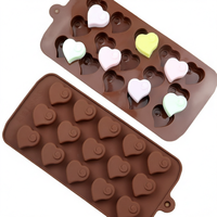 Moule à gâteau en silicone en forme de cœur à 15 cavités, jetable, écologique, pour chocolat, glaçons et bonbons