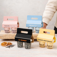 Boîte porte-gobelets personnalisée en papier kraft brun avec poignée pour gobelets à chocolat chaud et café, emballage à emporter écologique