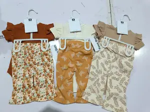 Conjunto de ropa de algodón para niños, conjunto de manga corta y pantalones de marca