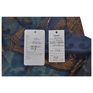 Sac en mousseline de soie pour femme, style musulman, motif phénix bleu, hijab en viscose et fil métallique, vente en gros