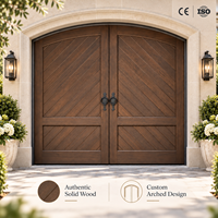 Porte de garage cintrée en bois massif LIXON OEM, porte double sur mesure pour villa et projets résidentiels