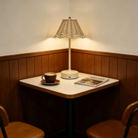 Lampe de table moderne en rotin tressé rechargeable par LED 5V, lampe de bureau pour salon, chambre à coucher, décoration de la maison