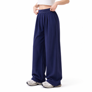 Pantalon décontracté pour femme, taille haute, coupe large, style décontracté, pantalon ample, mode minimaliste, vêtements de travail, en stock - Product Image 2