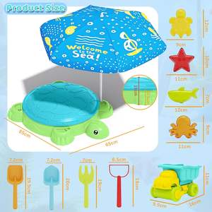 Kids Turtle Sandbox <span class=keywords><strong>avec</strong></span> <span class=keywords><strong>couvercle</strong></span> Parapluie réglable <span class=keywords><strong>avec</strong></span> moules <span class=keywords><strong>à</strong></span> <span class=keywords><strong>sable</strong></span> et pelles Set pour le jeu sensoriel Toddler Outdoor Indoor Toys - Product Image 4