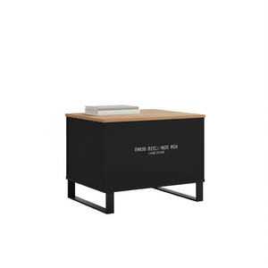 Medium <b>Black</b> Engineered Wood Coffee Table With Storage Metal <b>Frame</b> Modern Minimalist Living Room Furniture - Product Image 1